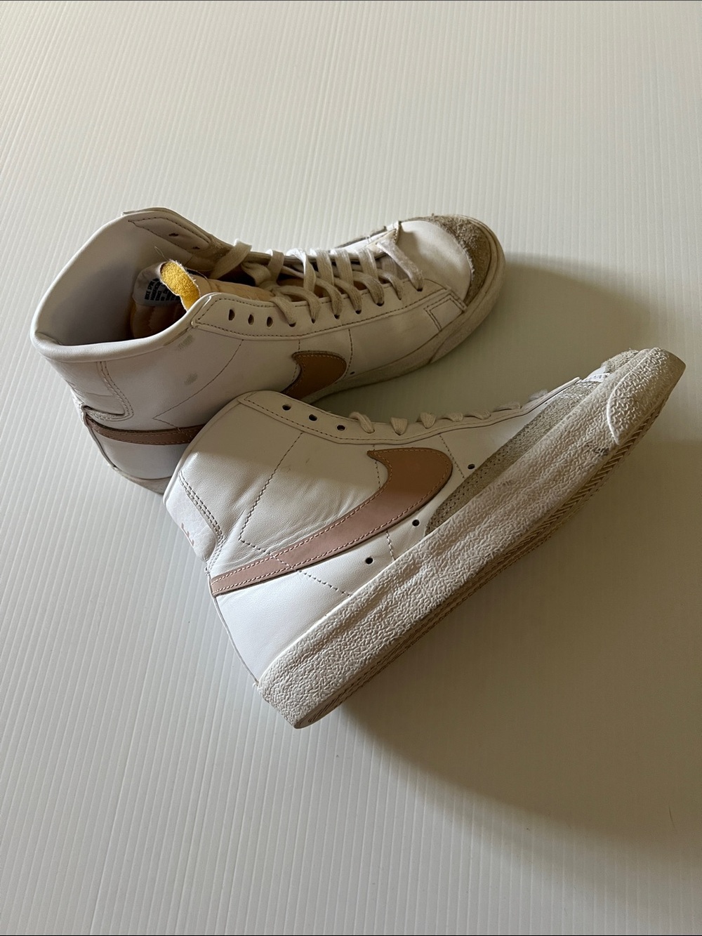 Nike Women's White and Tan High-Top Sneakers